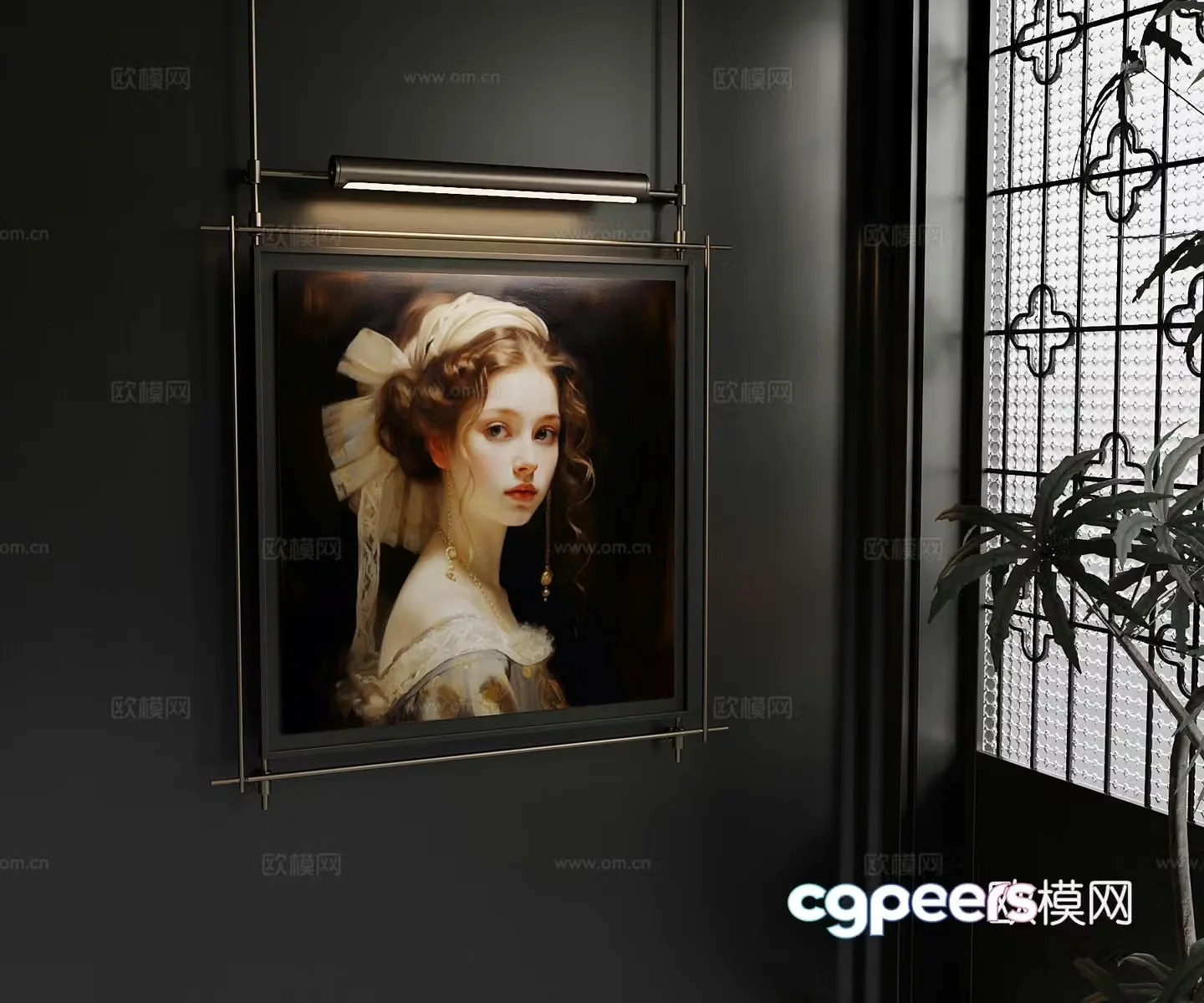 French retro style hanging paintings character decoration paintings 3d model