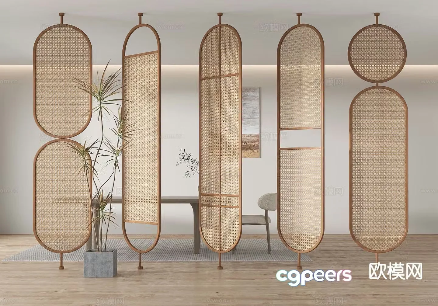 Wasabi partition rattan partition arc partition 3D model