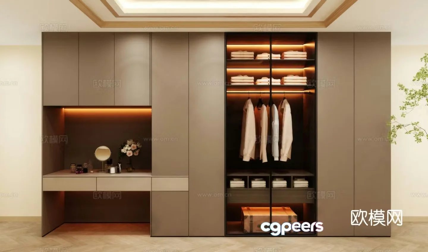 Modern Wardrobe Clothes Cabinet 3D Model