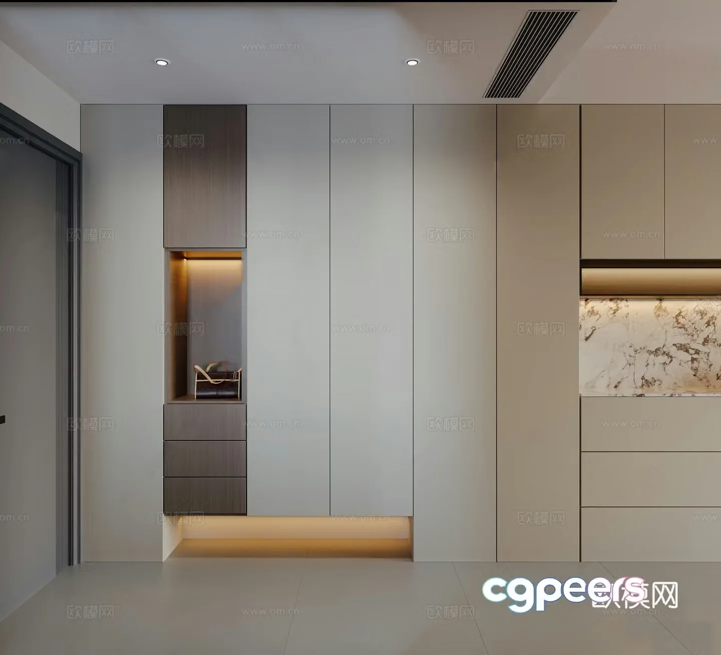 Modern entrance door shoe cabinet 3D model
