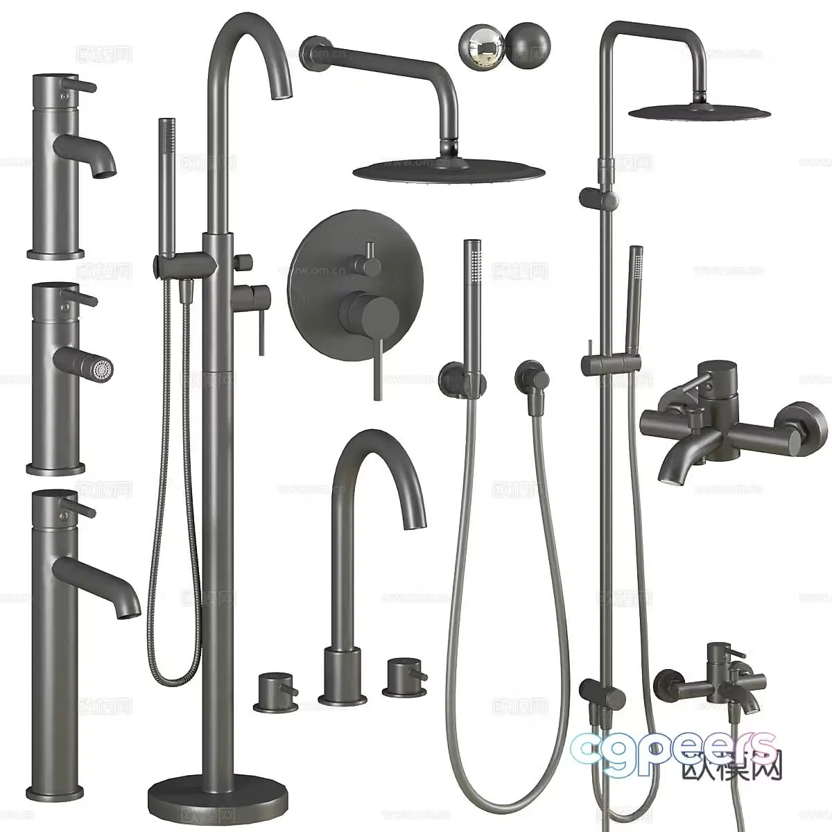 Modern bathroom shower faucet 3d model