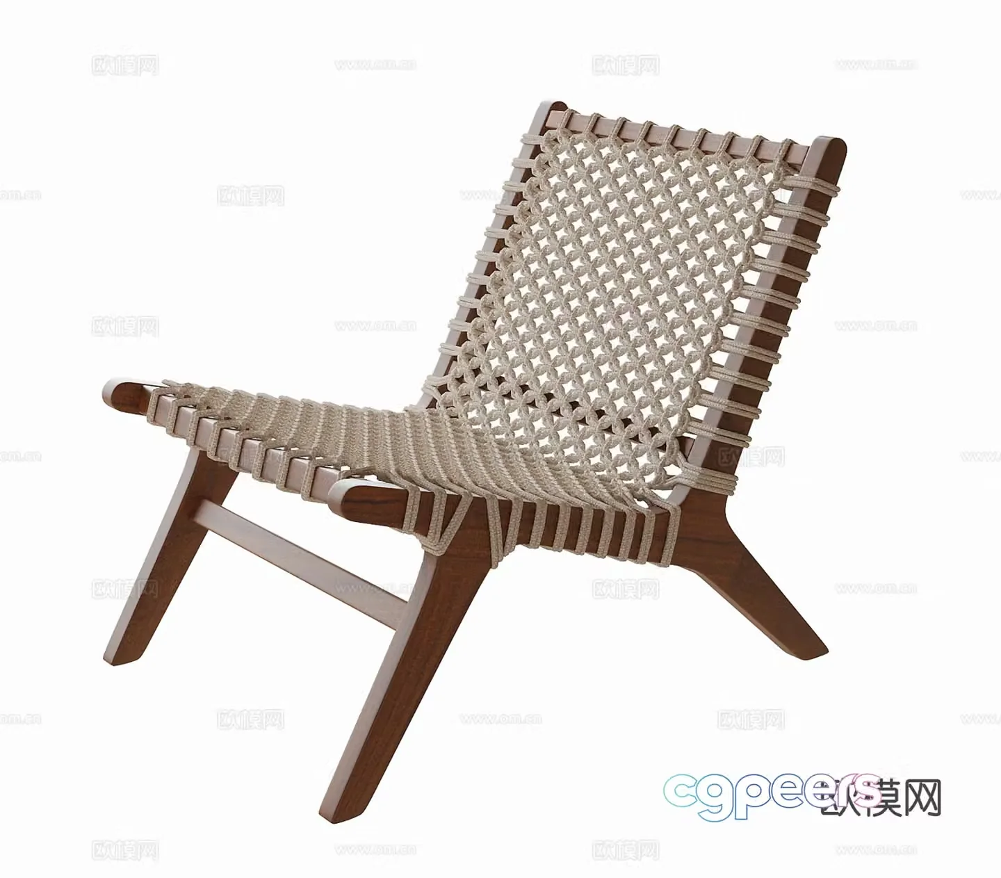Wabi-sabi chair rattan leisure chair 3d model