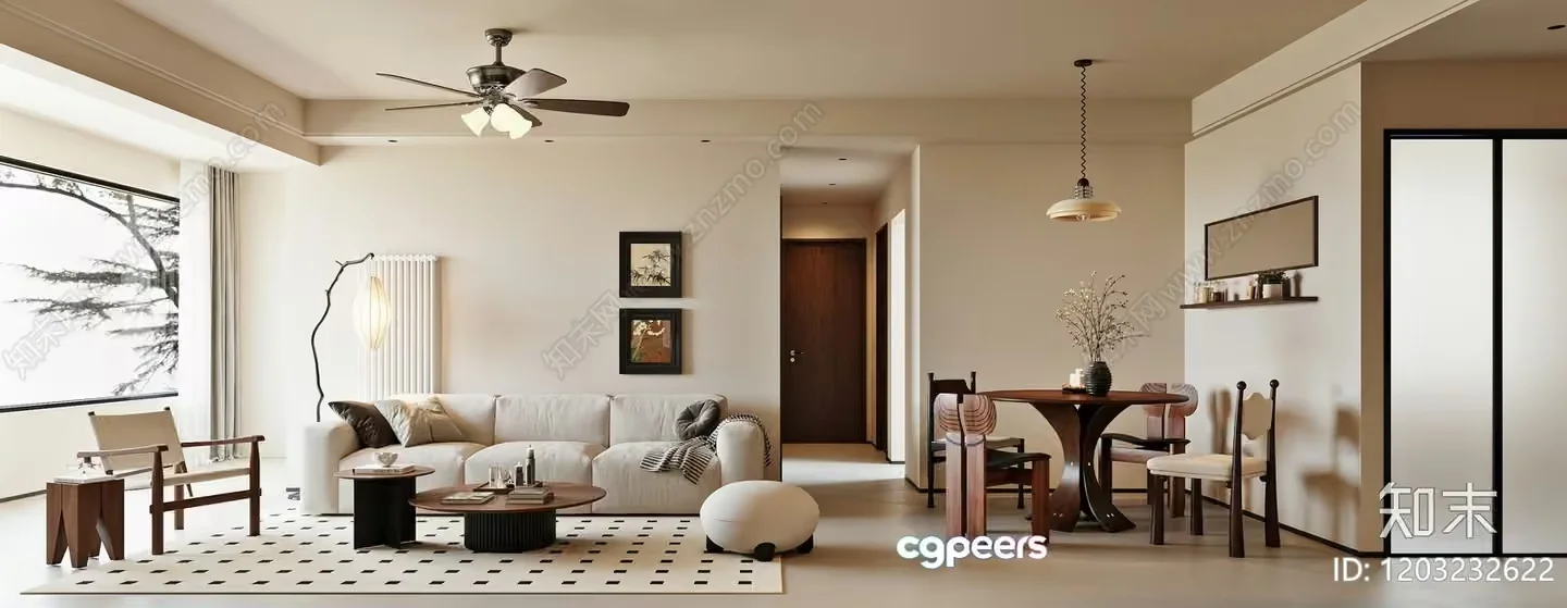 Modern Living Room 3D Model – 5887 – CORONA Render