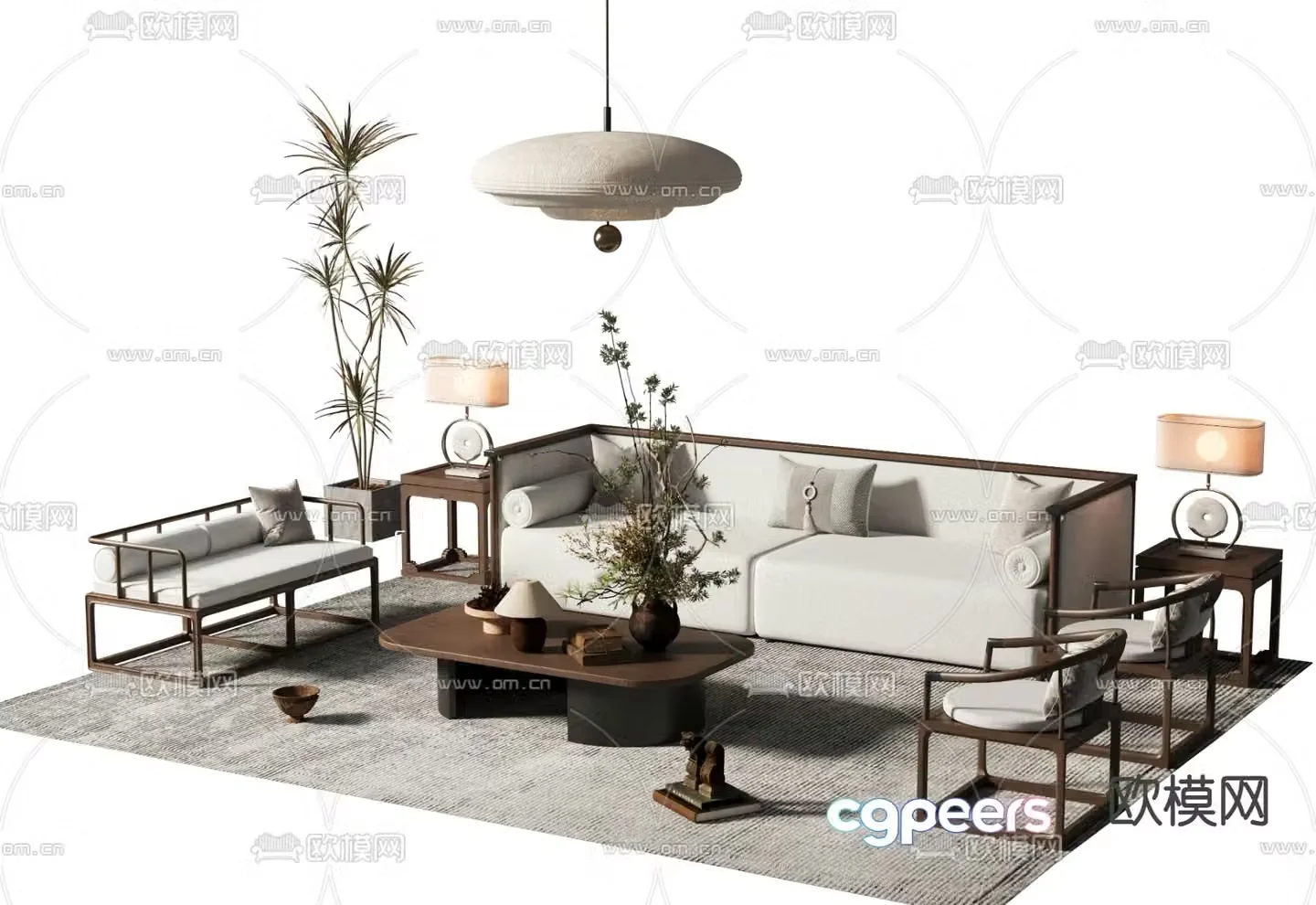 New Chinese style sofa modular sofa 3d model