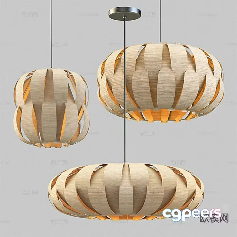 Chinese rattan chandelier art chandelier 3d model