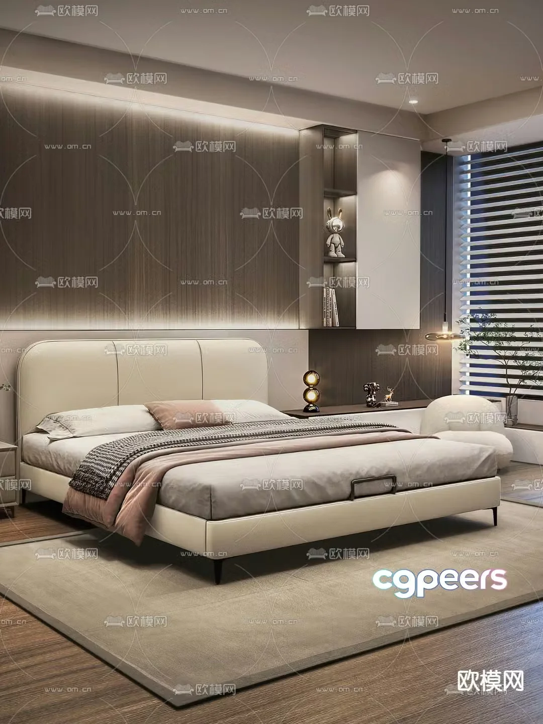 Modern double bed 3d model