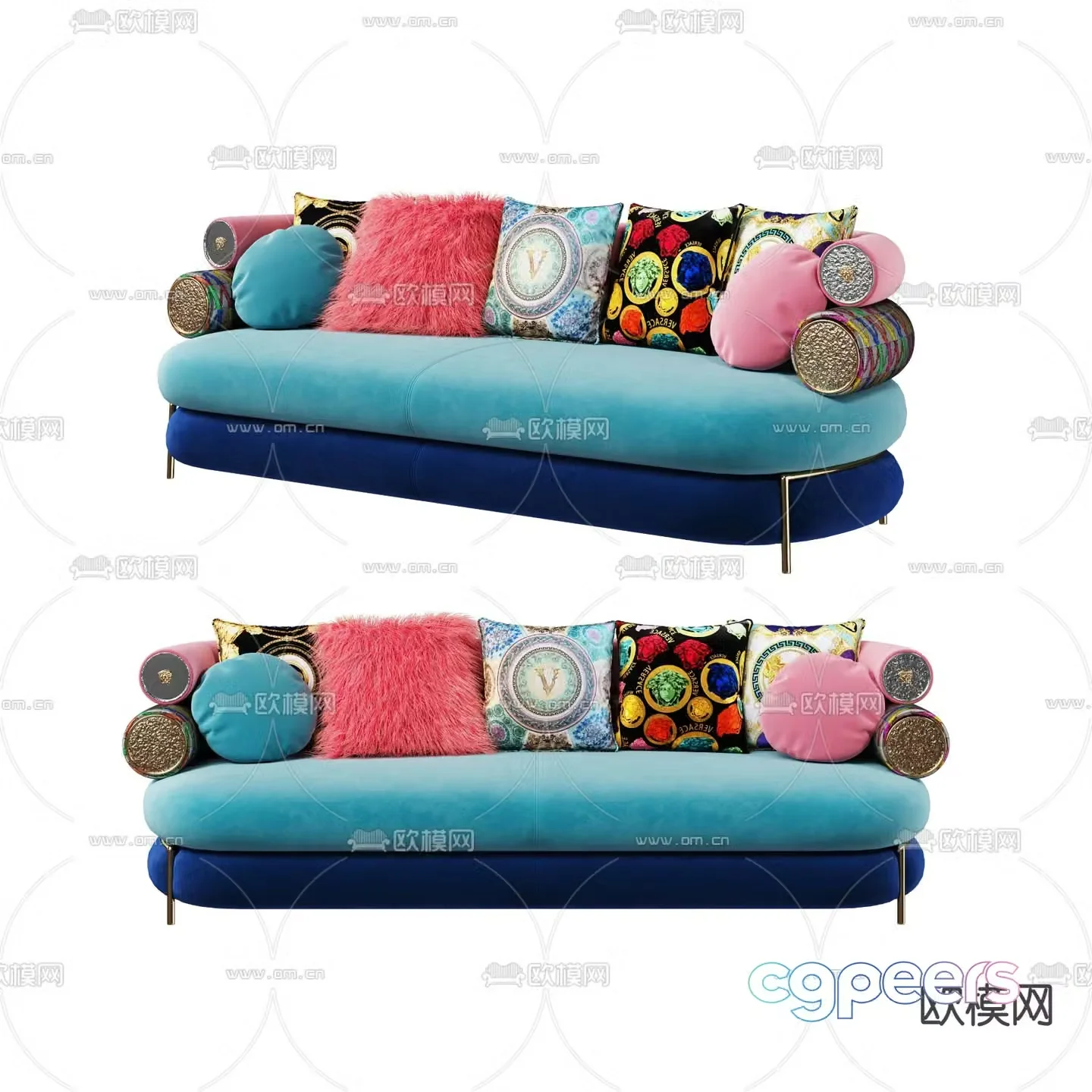 Light luxury sofa double sofa 3d model