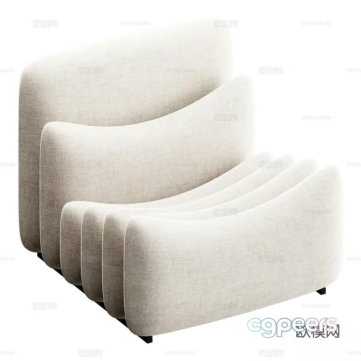Modern cream style casual sofa 3d model