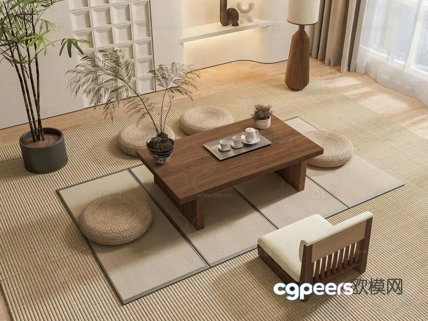 New Chinese style tatami tea table 3d model