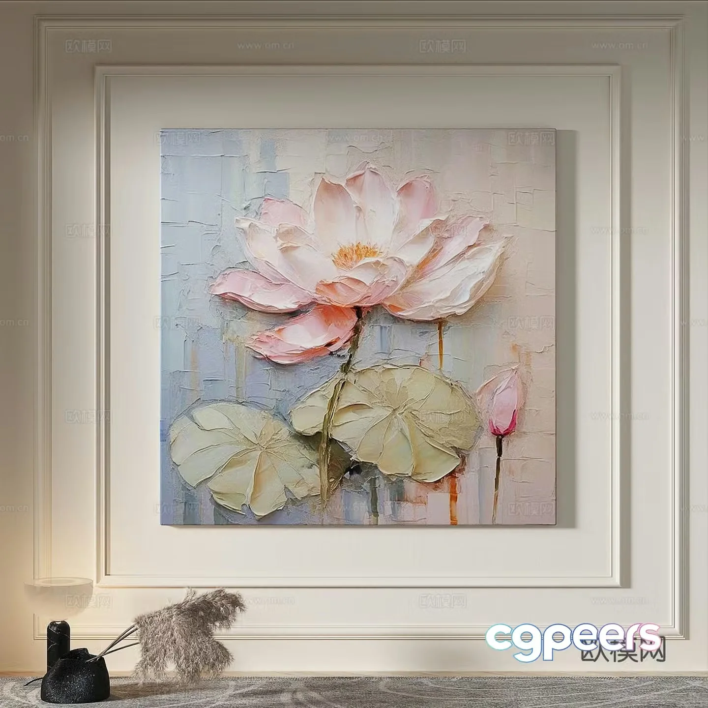 Modern creamy style simple texture abstract light luxury wasabi three-dimensional decorative painting 3d model