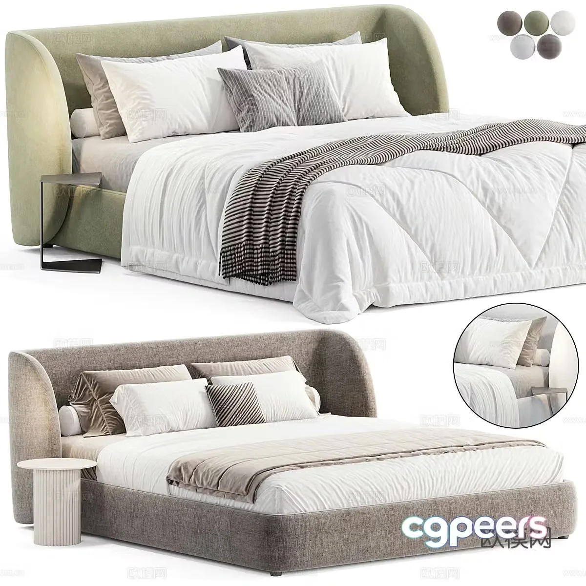 Modern double bed 3d model