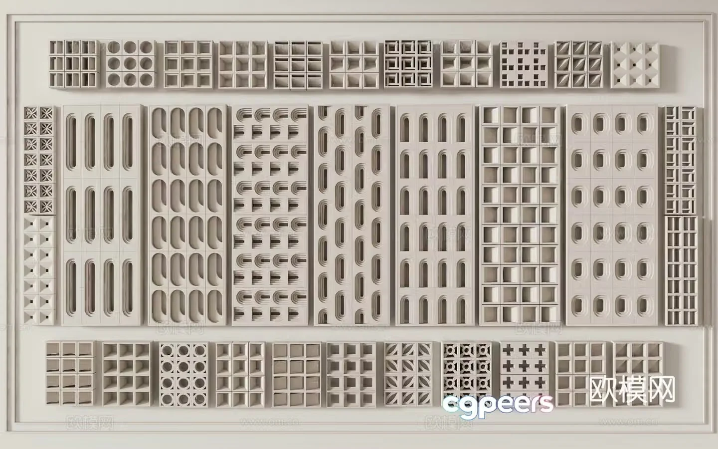 Cement brick hollow partition entrance partition brick wall prefabricated cement brick flower tiles hollow brick screen empty 3D model