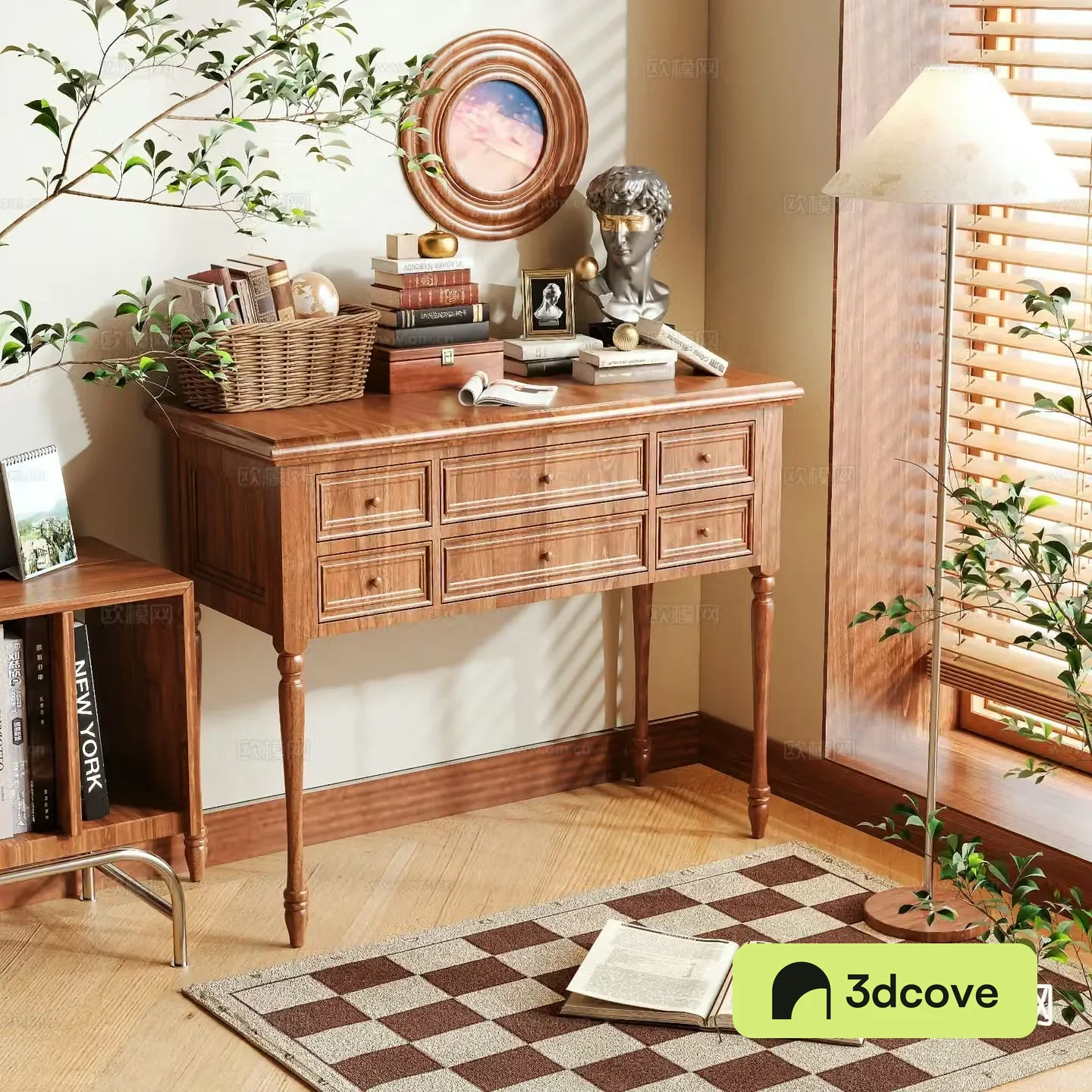 Medieval style entrance cabinet and side cabinet