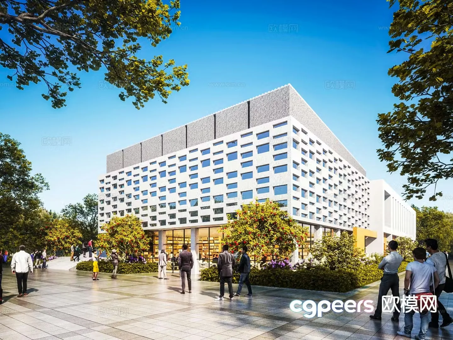 Modern library exterior 3d model