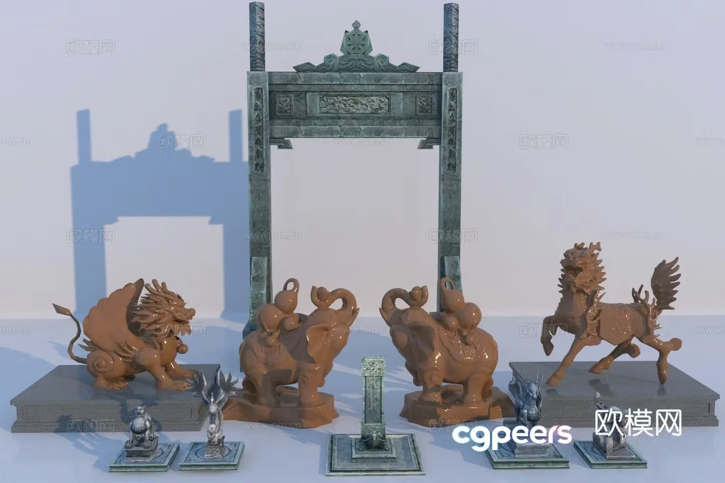 Chinese ancient mythical beast sculpture 3d model