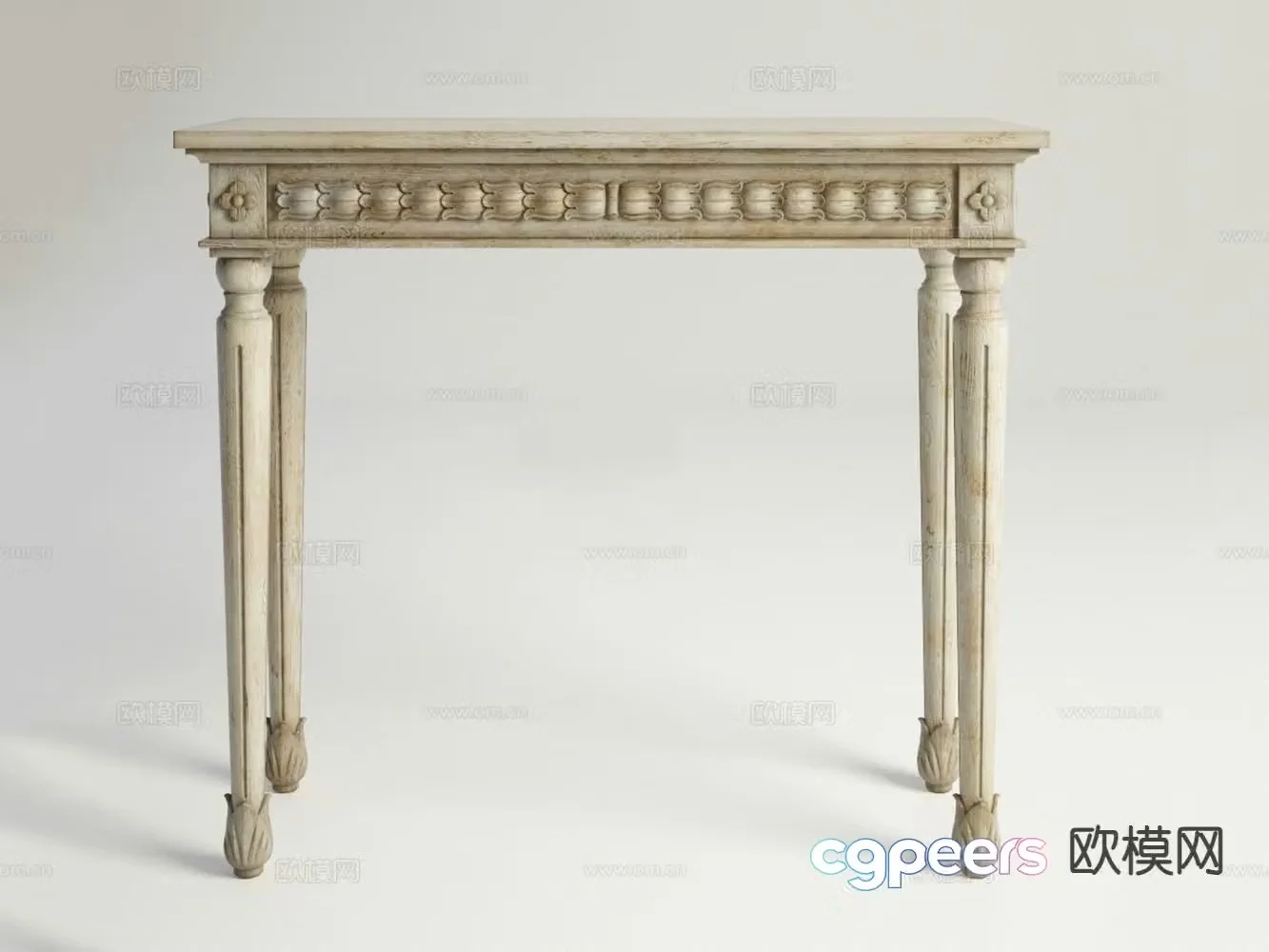 American style end view table 3D model