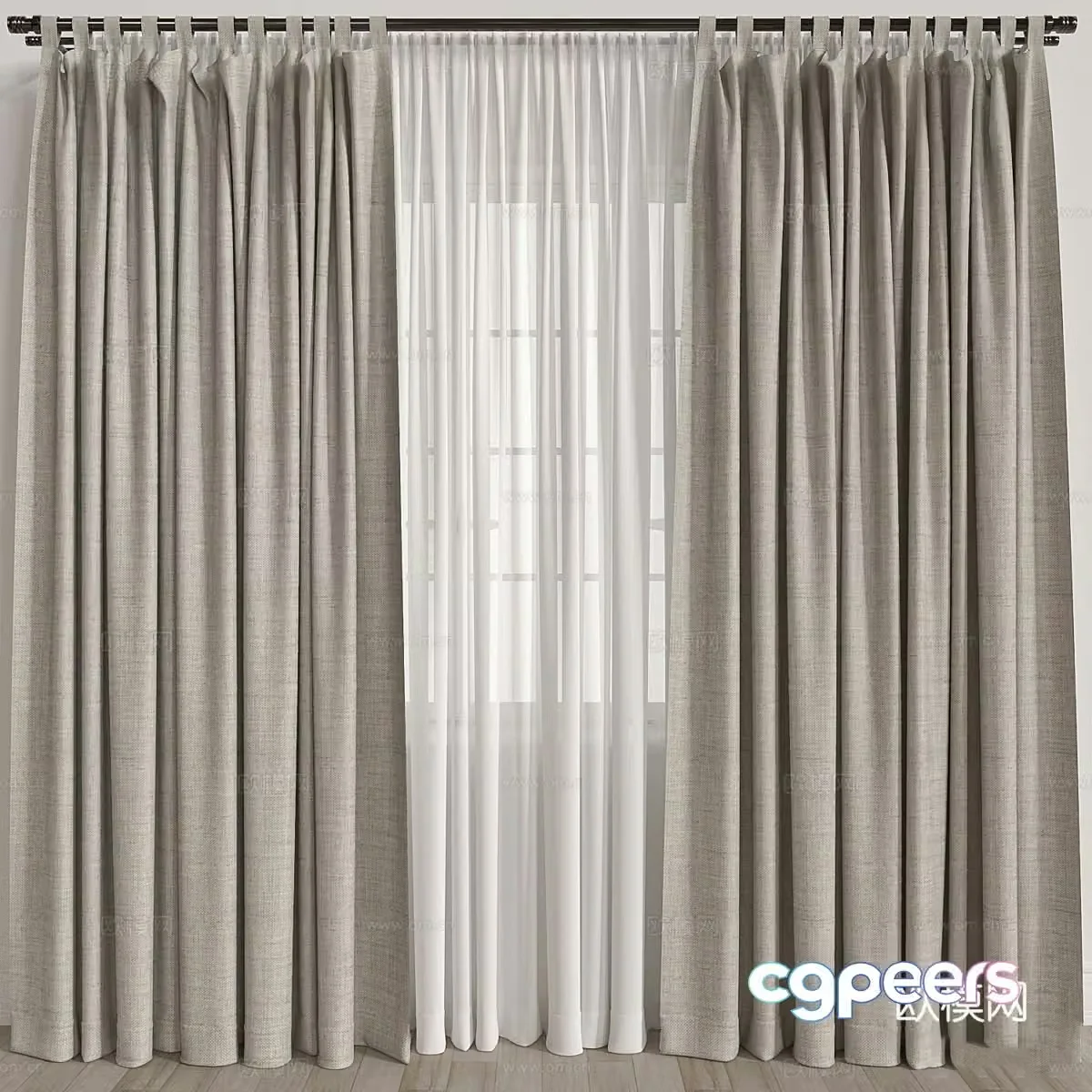 Modern fabric curtain gauze curtain 3d model