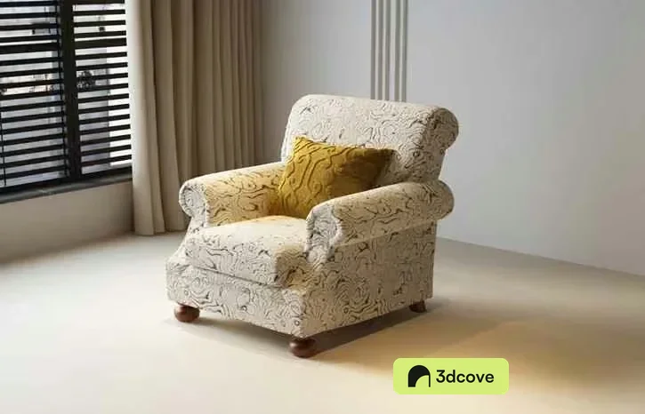 White Armchair With Yellow Pillow