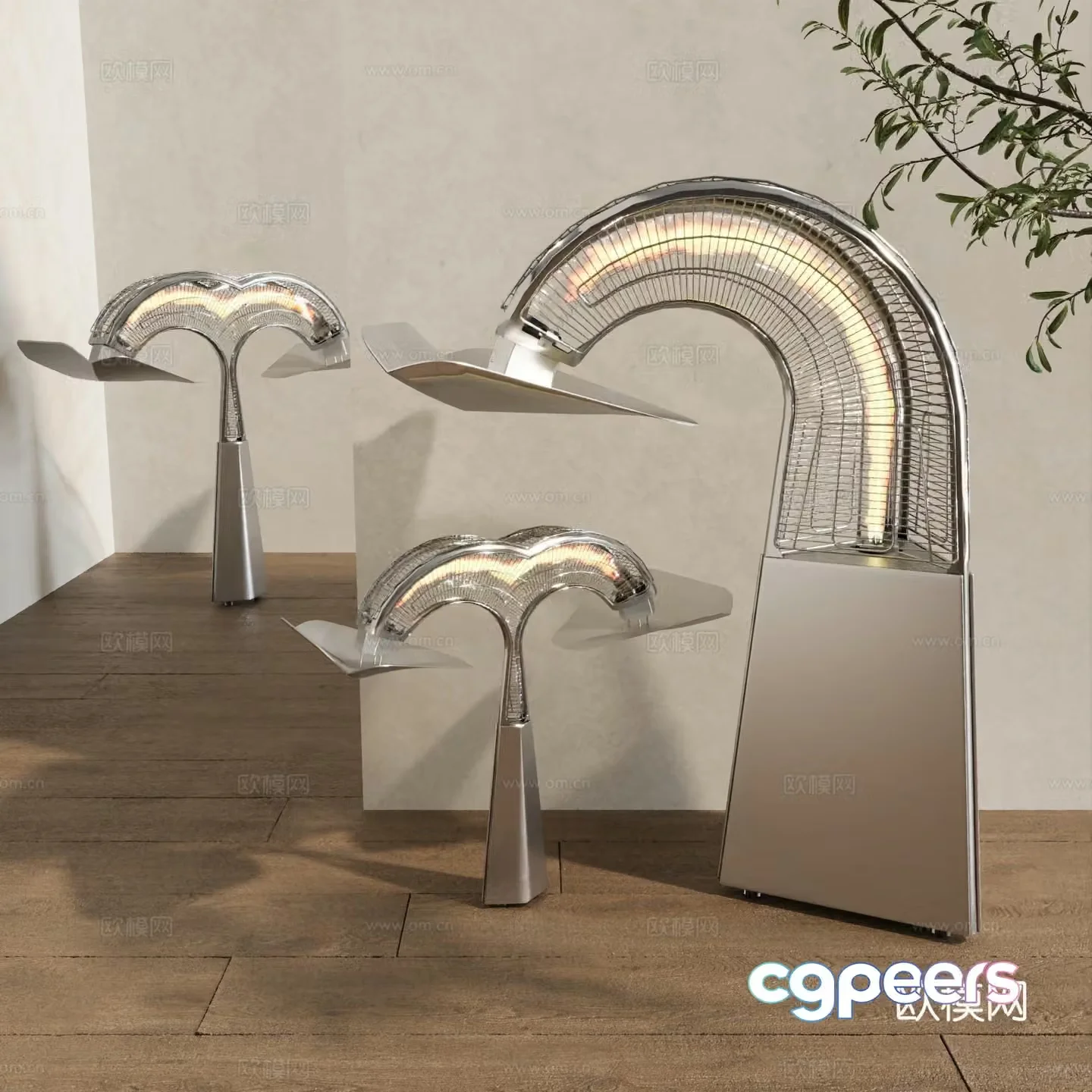 Modern Wasabi Fishing Lamp Decorative Floor Lamp Glass Decorative Light 3D Model