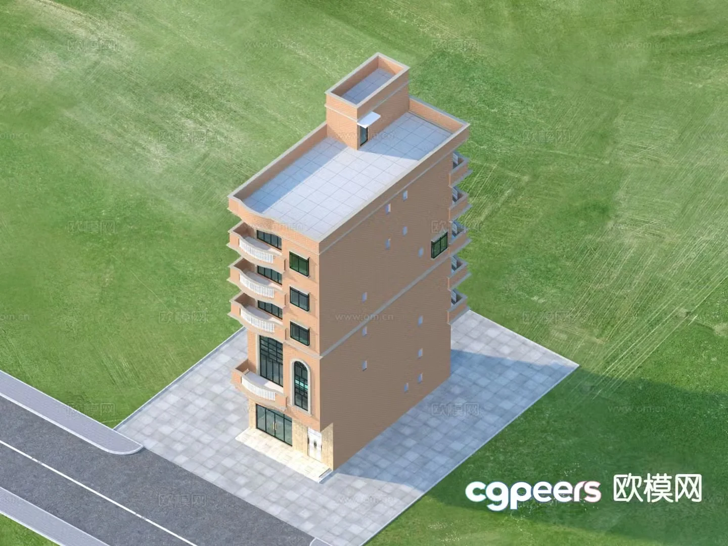 Modern self-built house building exterior 3d model