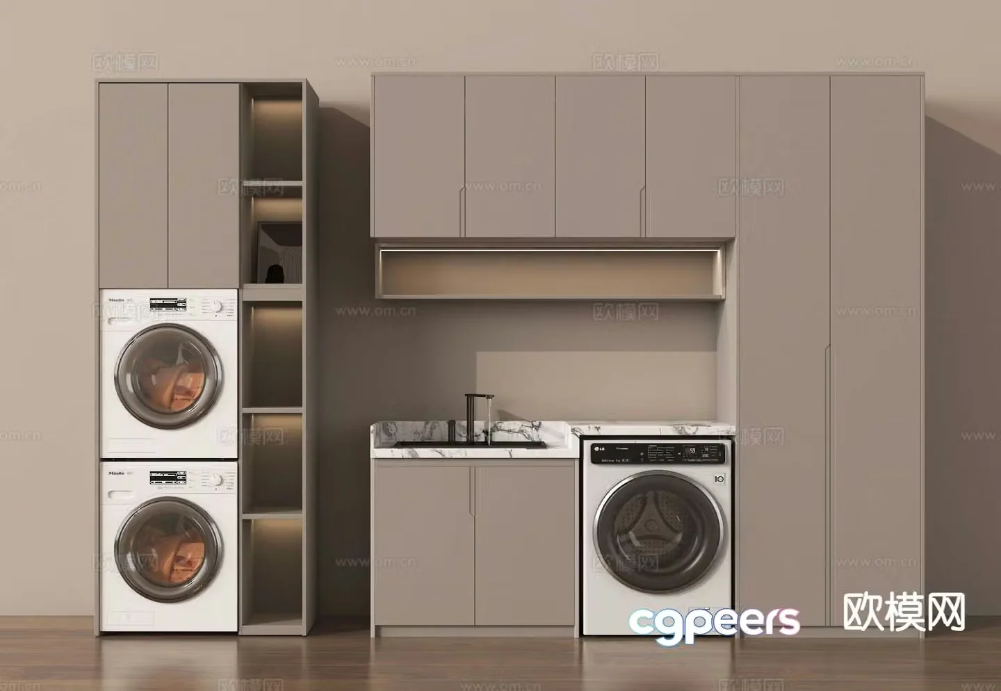 Washing machine cabinet washing and drying machine balcony cabinet 3D model
