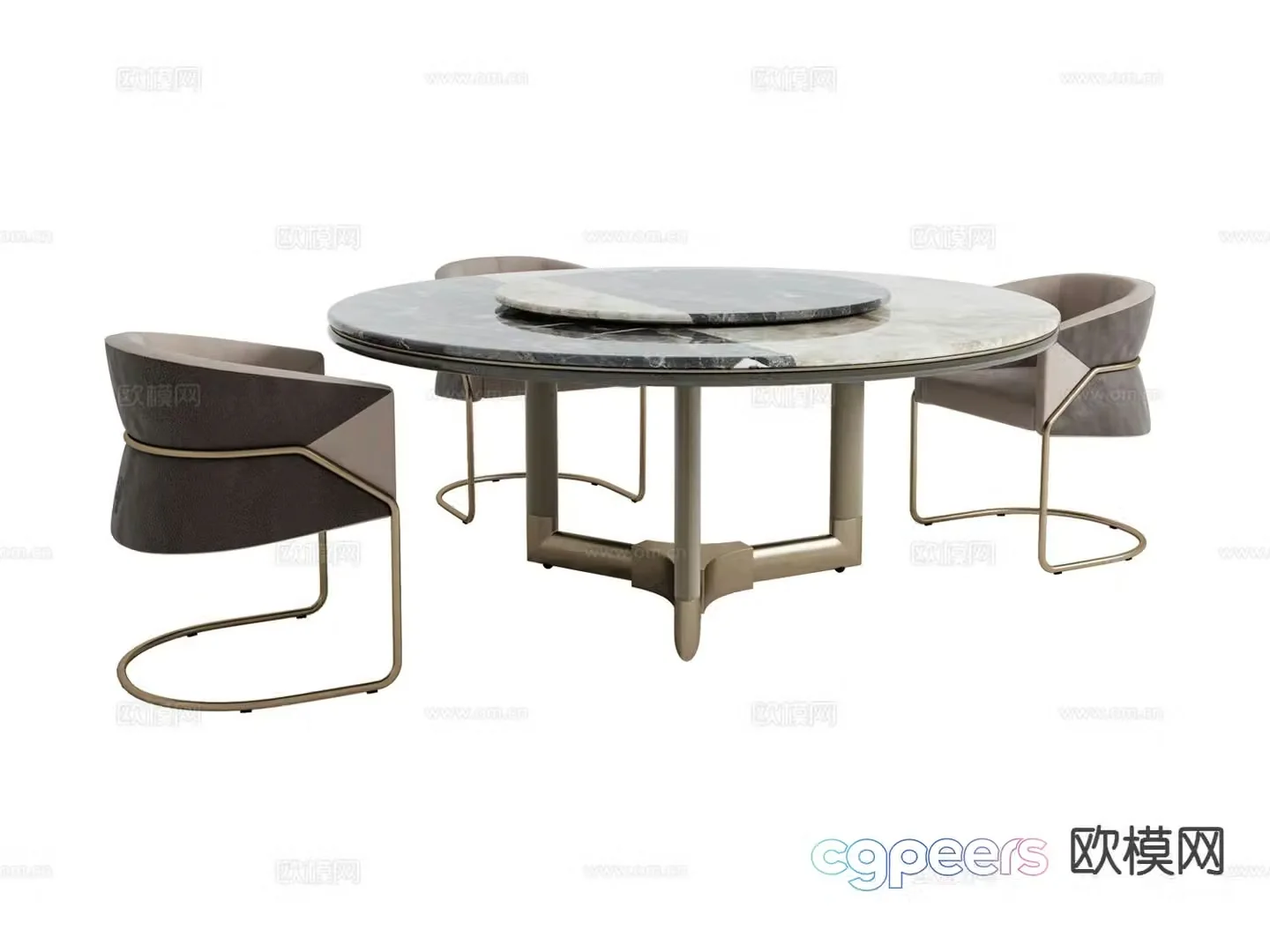 visionnaire round dining table and chairs 3d model