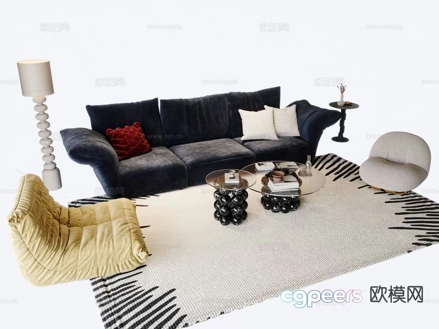 French sofa modular sofa 3d model