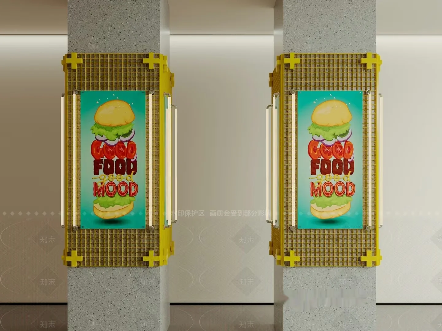 A Sign With A Burger On It 3D Model – 20444 – VRAY Render