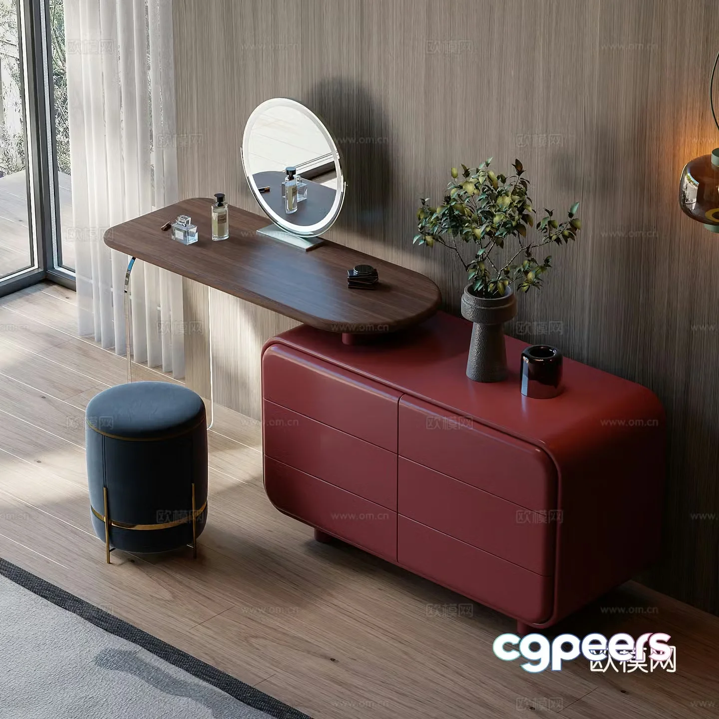 Middle style dressing table 3d model