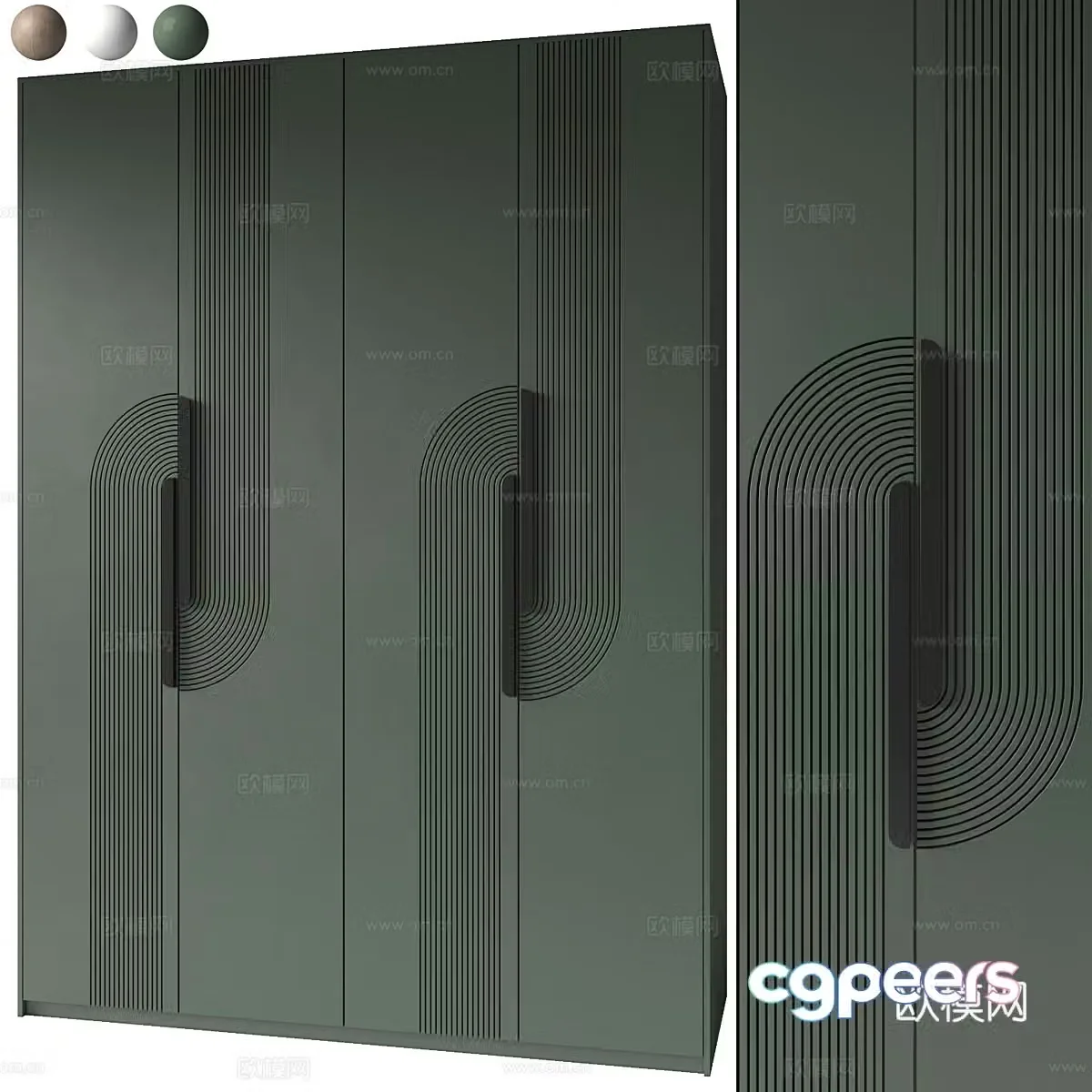 New Chinese style light luxury wardrobe 3D model
