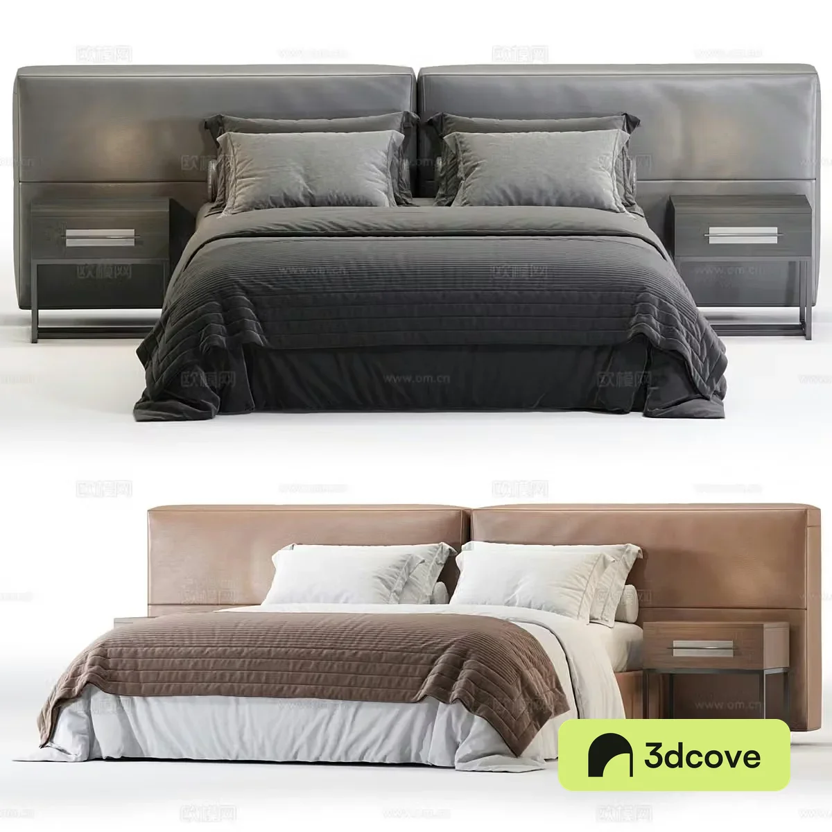 Modern Italian Brera Poliform Leather Fabric Double Bed