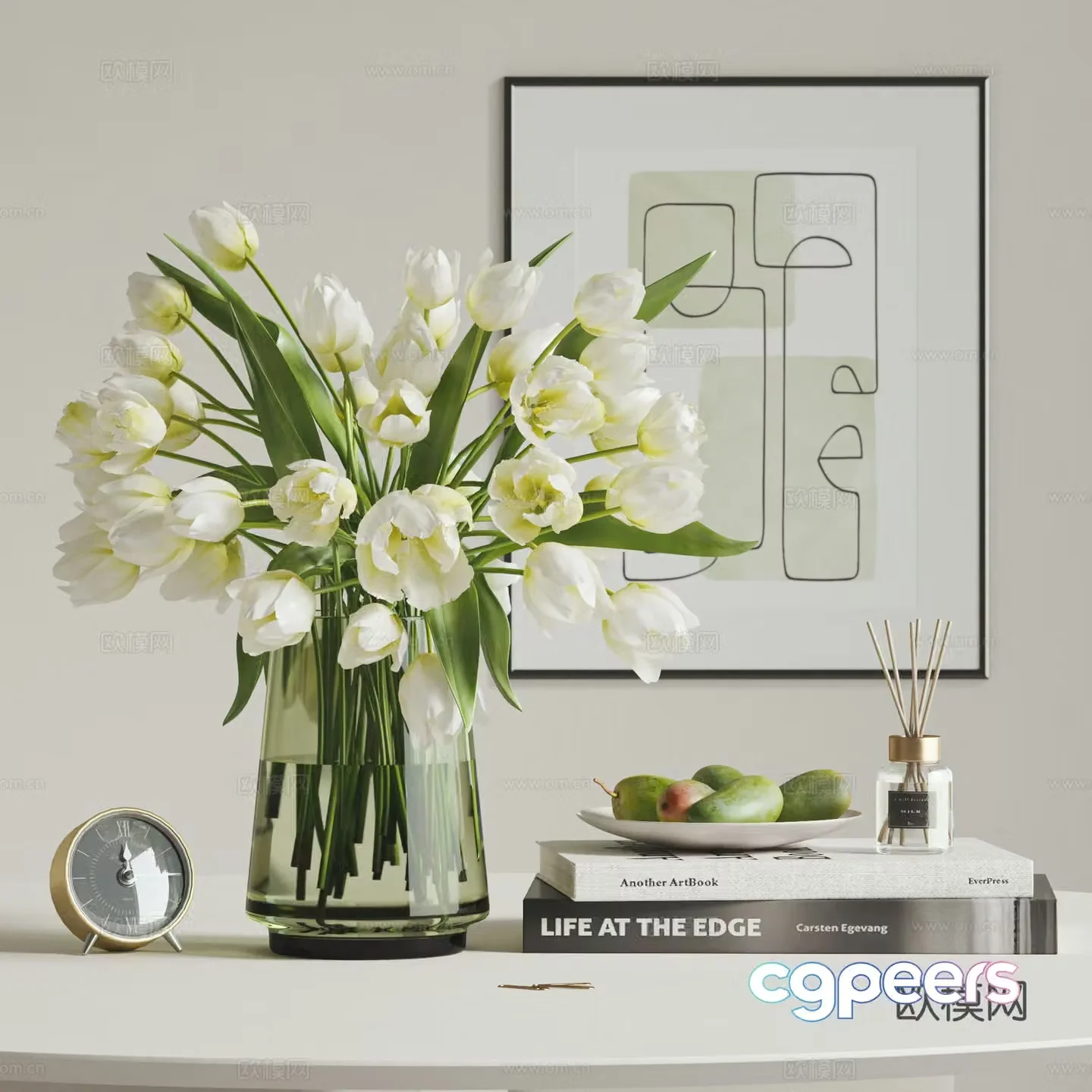 Modern floral vases decorative ornaments dining table ornaments glass vases ornaments combination 3D model