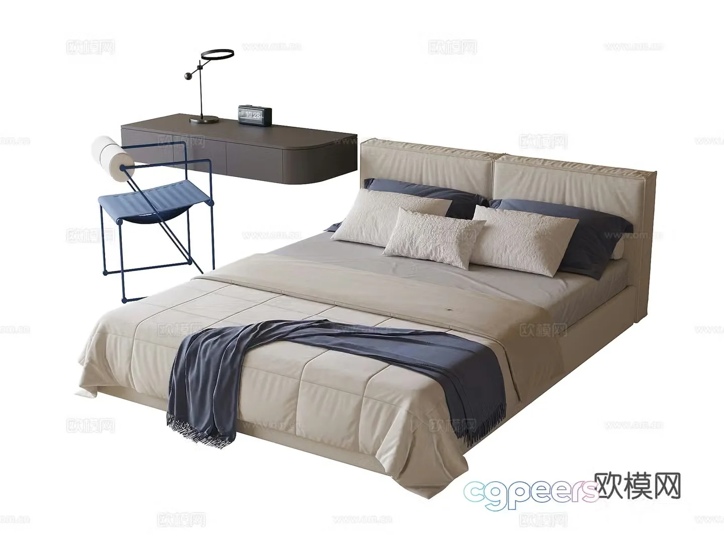 Modern children’s bed single bed children’s desk chair 3d model