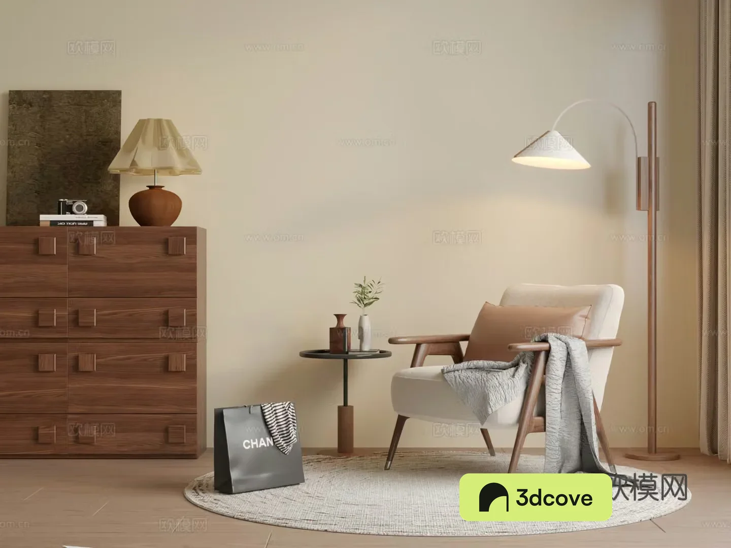 Medium style casual single chair 3D model