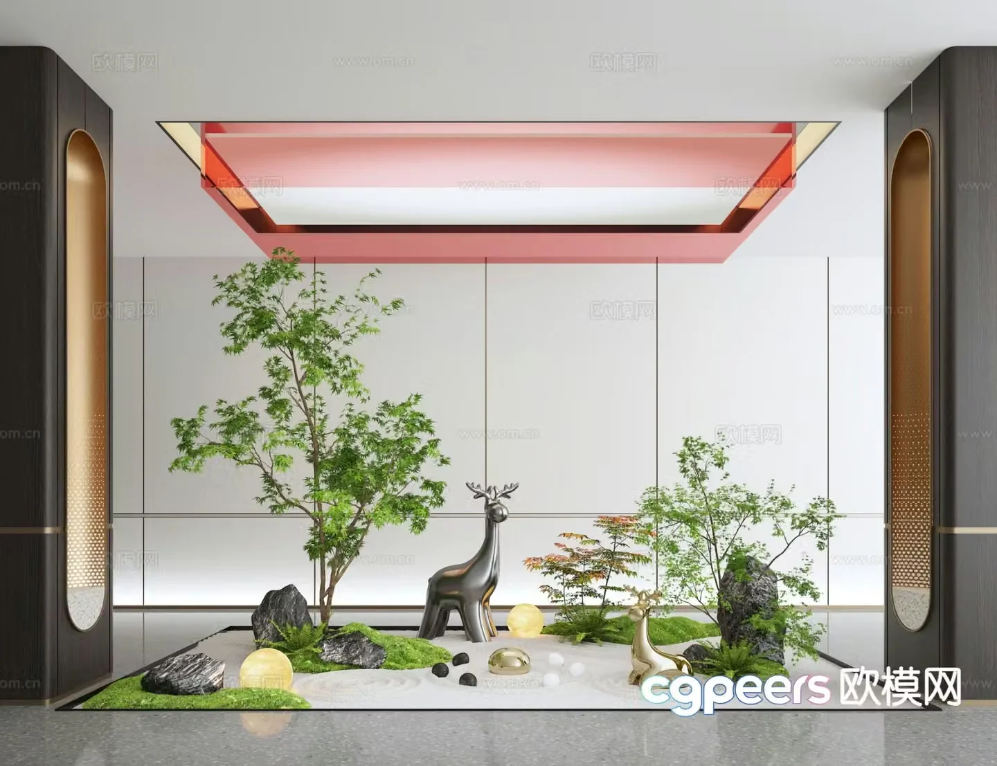 Indoor landscape green plant landscaping 3D model