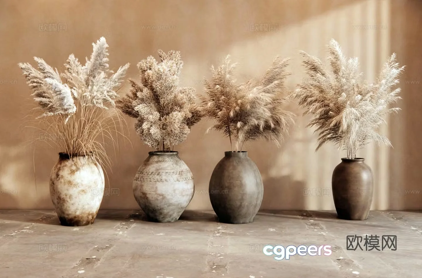 ç“¶ Silent reed flower vase flower art ceramics dried flower ornaments 3D model