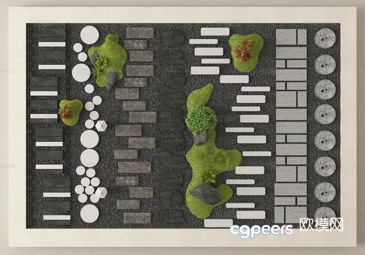Landscape Garden Road Park Tingbu Stone Road 3D model