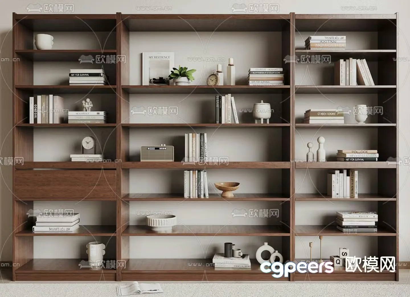Wabi-sabi bookcase display cabinet 3d model
