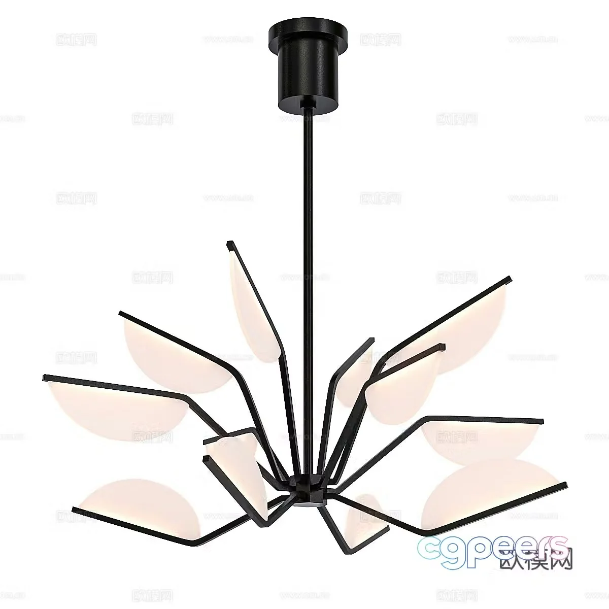 Modern multi-head chandelier 3d model