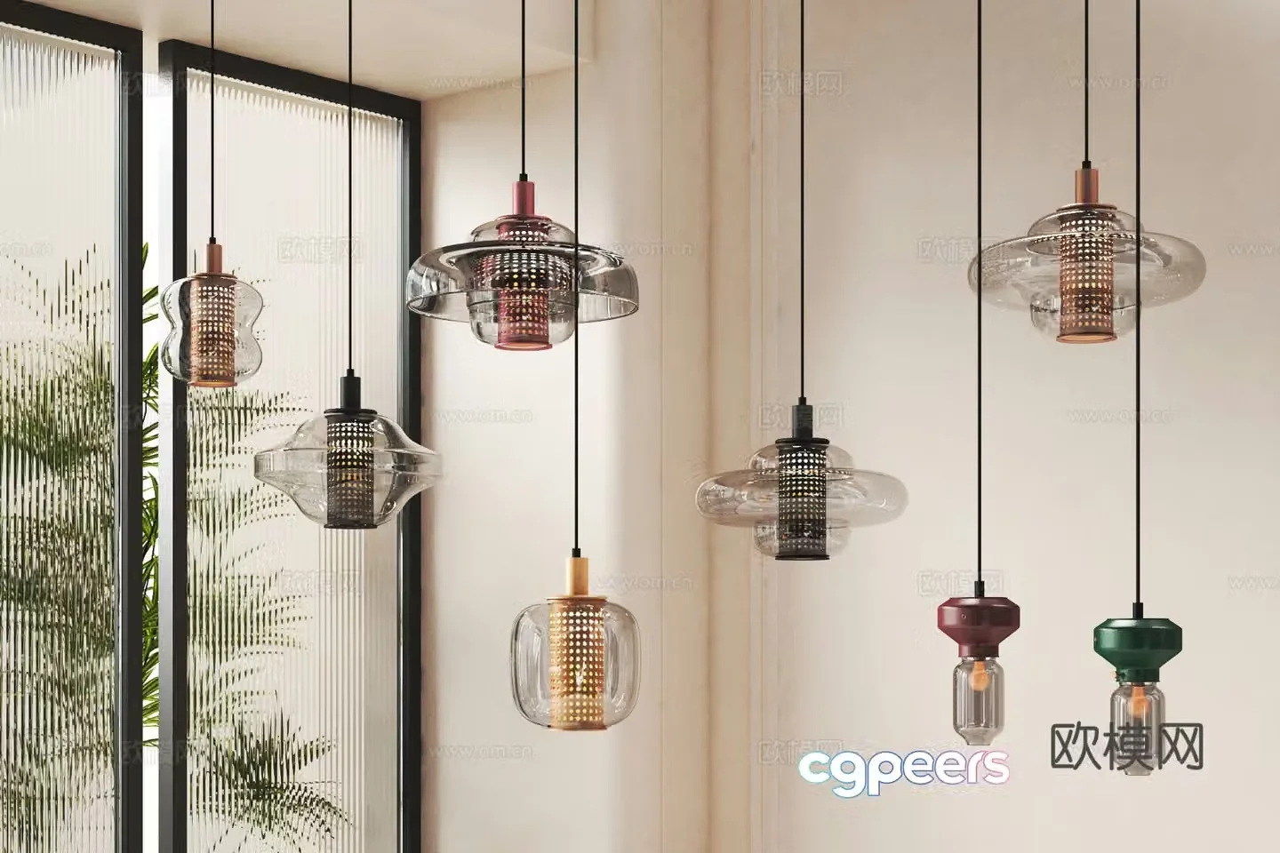 Modern glass chandelier 3d model