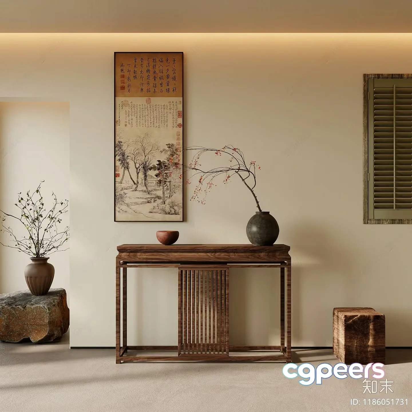 A Minimalist Asian-Inspired Room 3D Model – 2326 – VRAY Render
