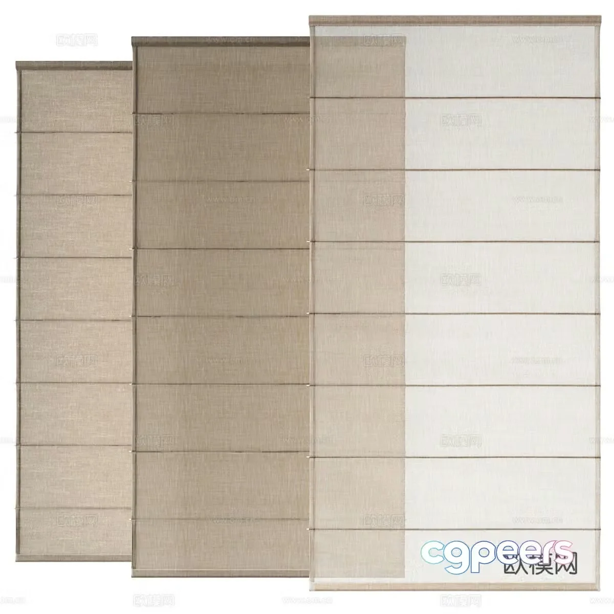 New Chinese Roman curtain 3D model
