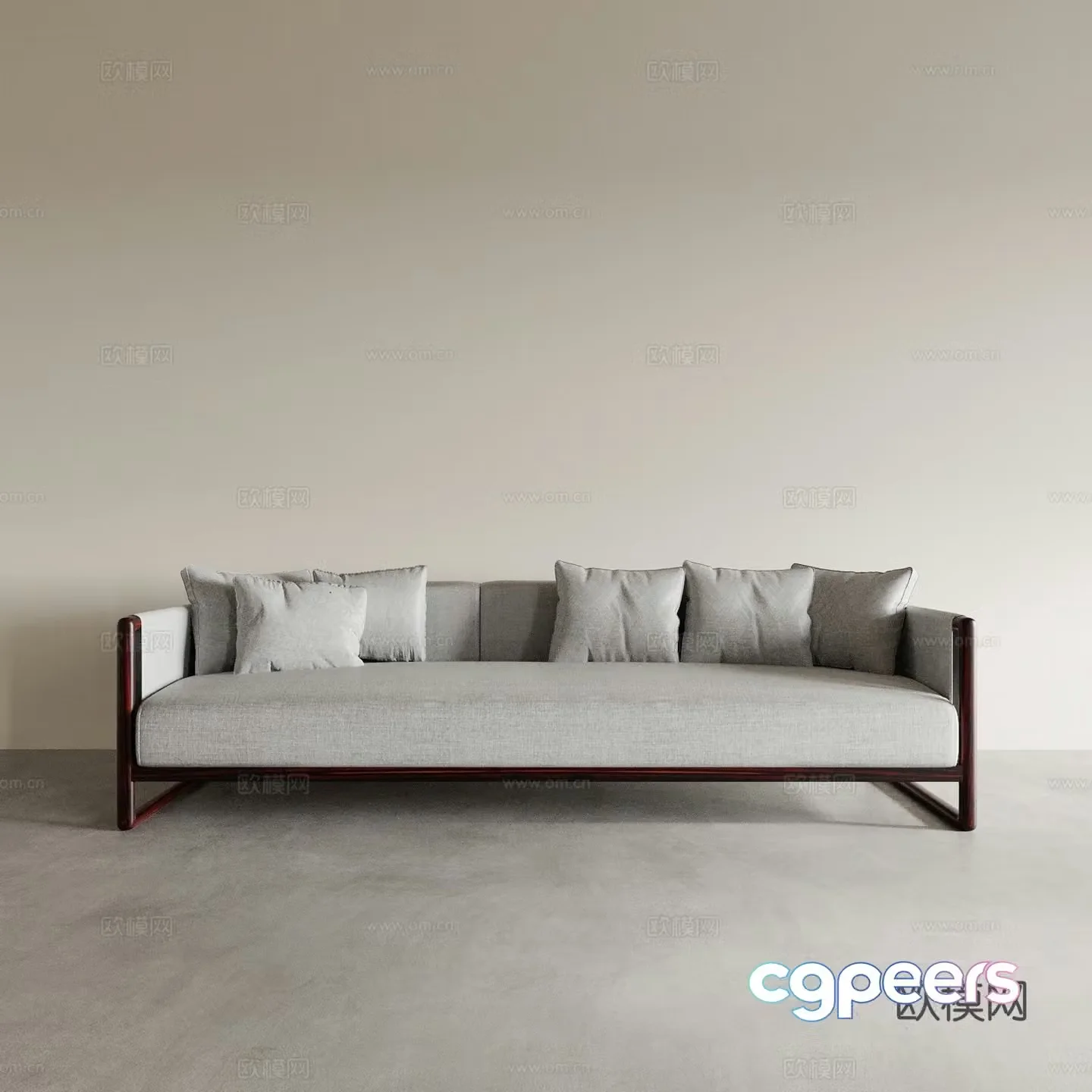 New Chinese style multi-person sofa 3d model