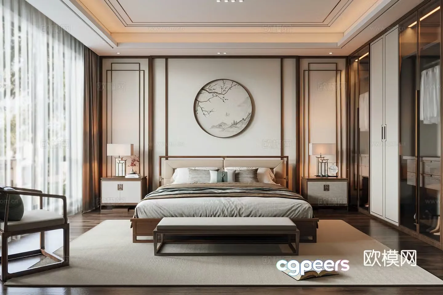 New Chinese Song style bedroom 3D model