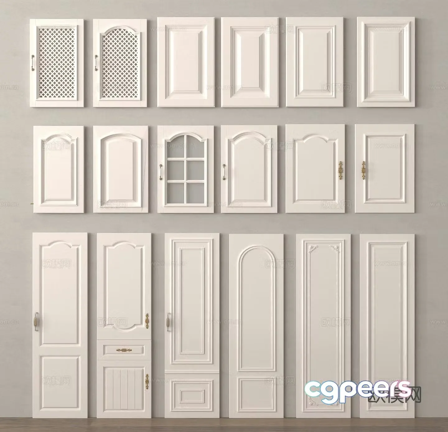 Wardrobe door panel cabinet door 3d model