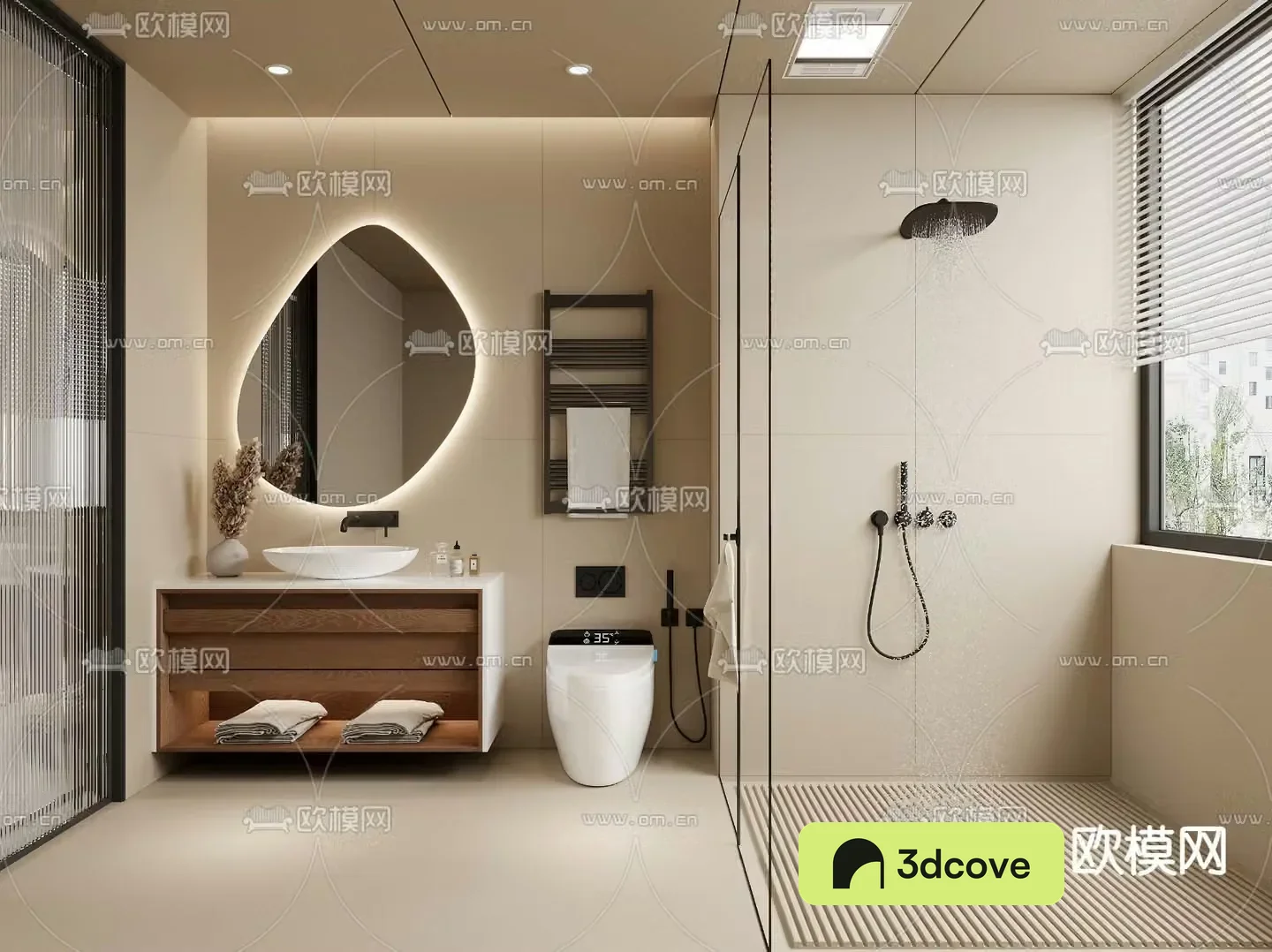 Middle style bathroom toilet toilet 3d model
