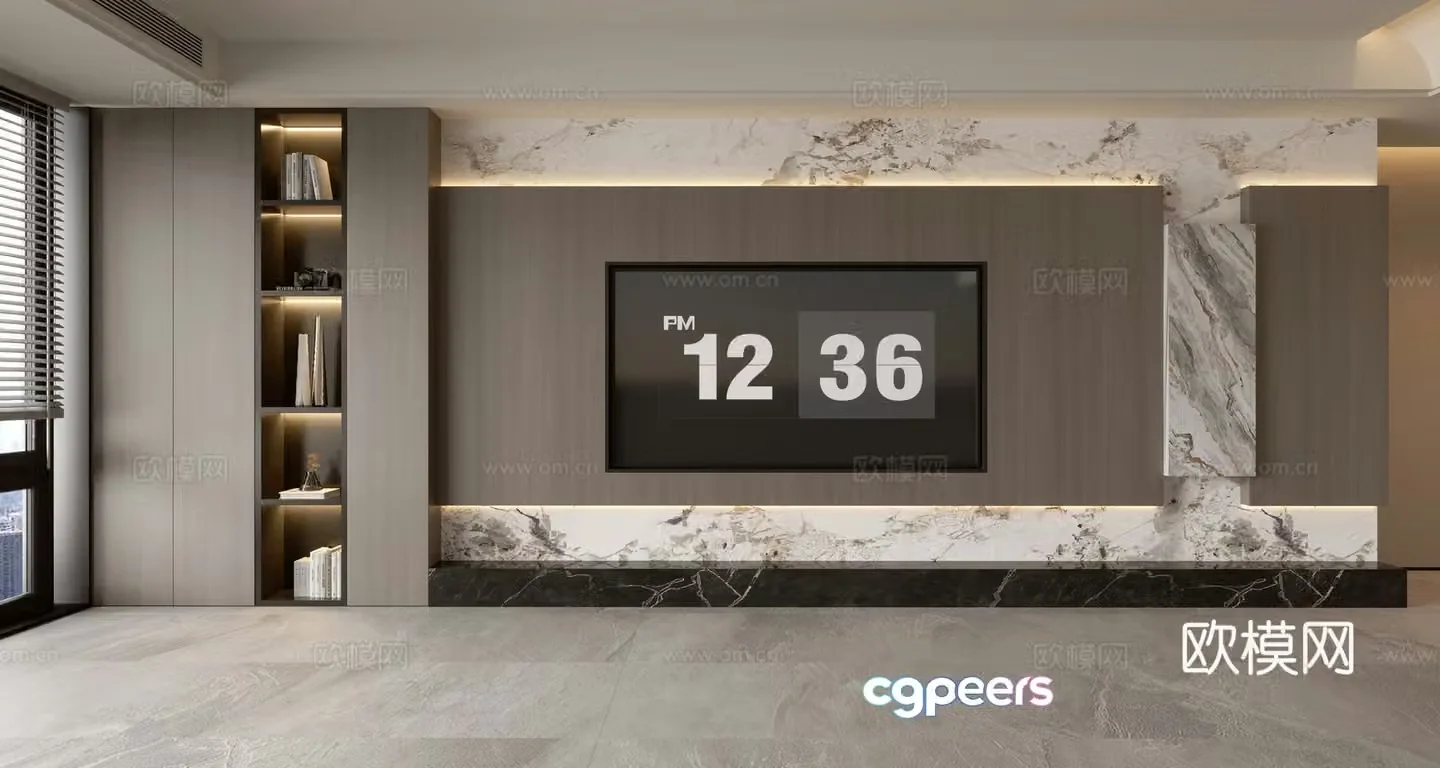 Modern TV background wall 3d model