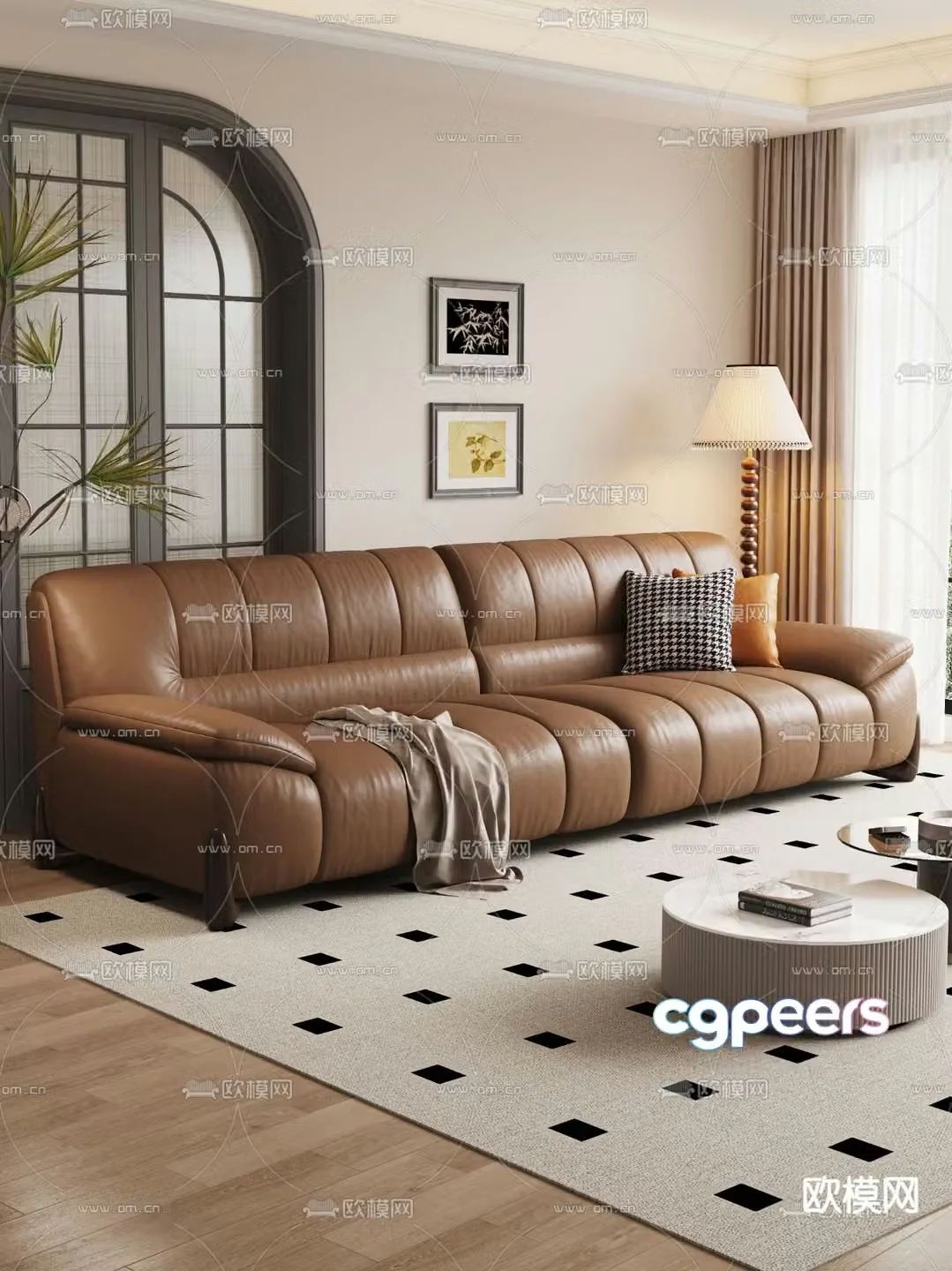 Medieval style sofa multi-person sofa 3d model
