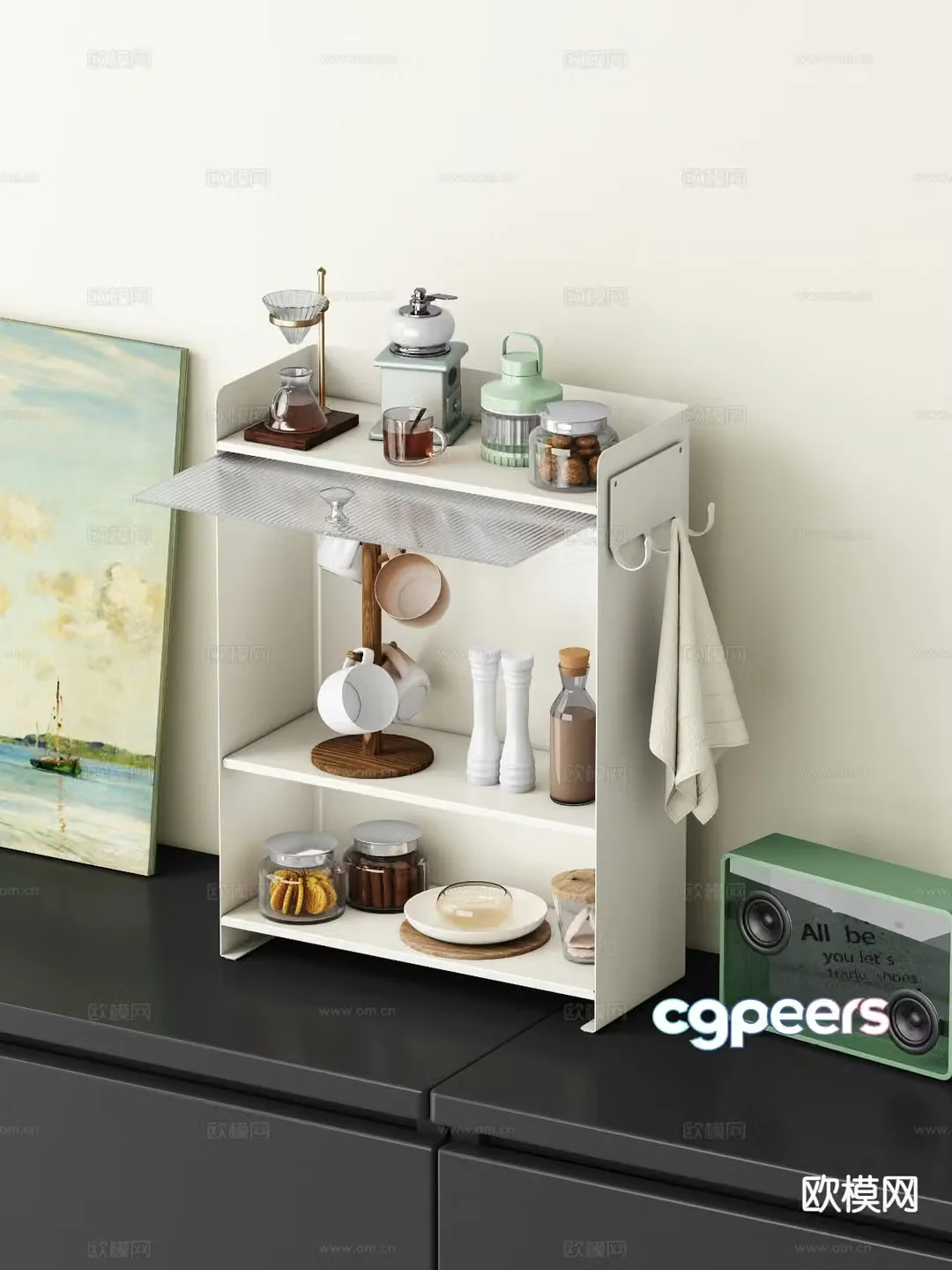Modern sideboard shelf 3d model