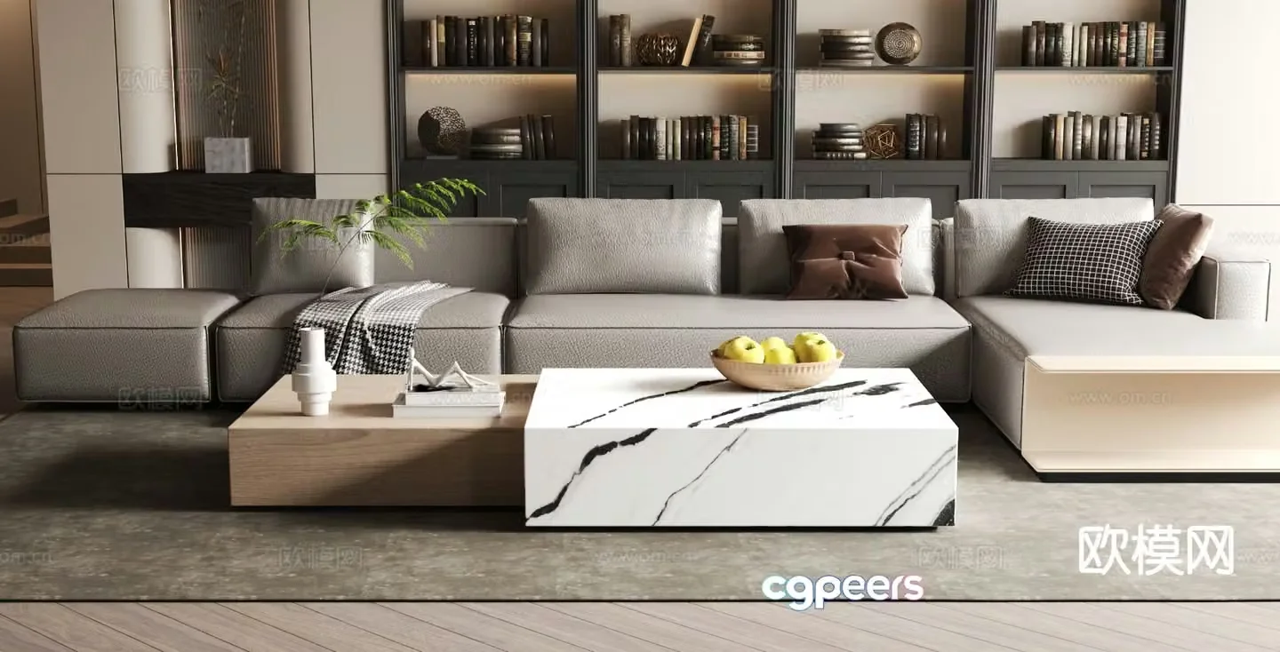 Multi-person sofa corner sofa 3d model